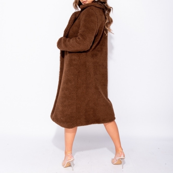 Longline Brown Teddy Bear Coat (LAST ONE) - Picture 4 of 5